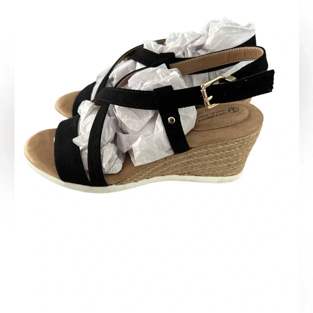 Giani Bernini black wedge espadrille sandal